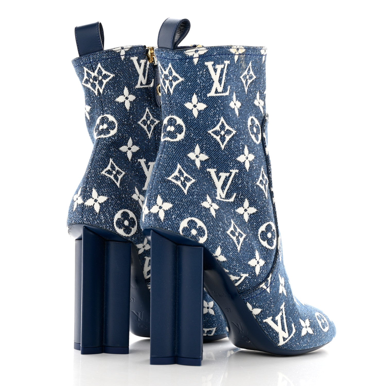 Louis Vuitton Denim Monogram Silhouette Ankle Boots 37 Navy Blue 4 of 13