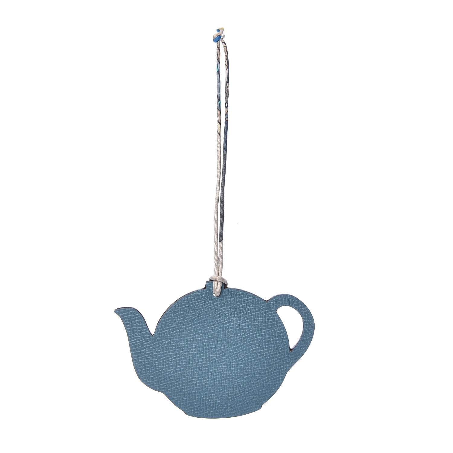 Hermes Togo Epsom Petit H Teapot Bag Charm PM Chocolate Blue Jean 1 of 4