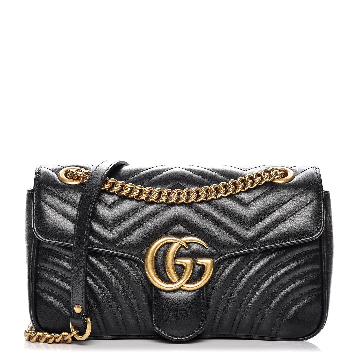 Calfskin Matelasse Small GG Marmont Shoulder Bag Black