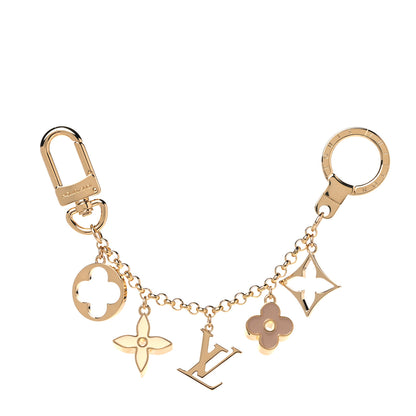 Louis Vuitton Brass Enamel Fleur De Monogram Bag Charm Chain Gold 1 of 5