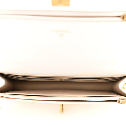 Chanel Lambskin Quilted CC Wallet On Chain WOC White 4 of 11