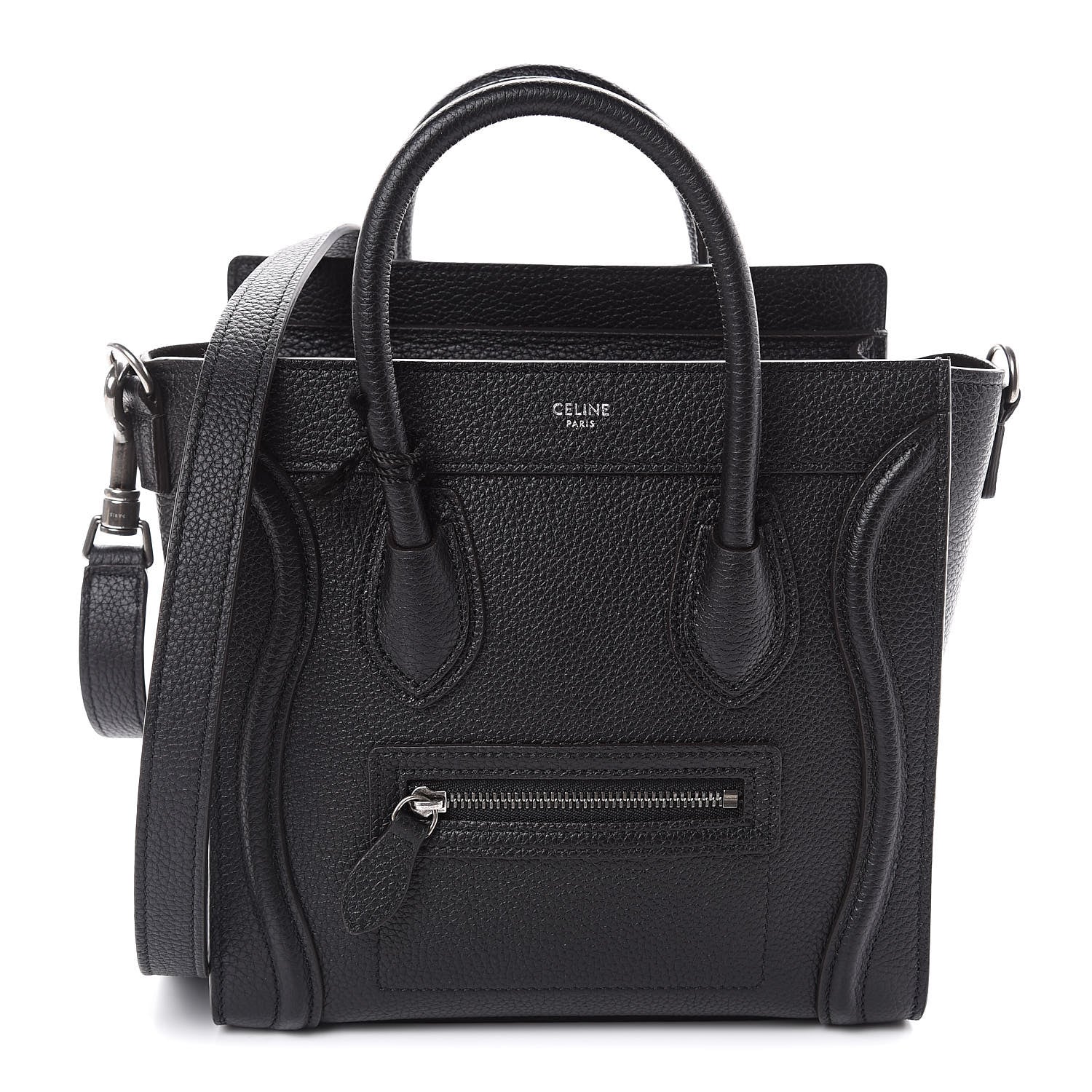 Celine Drummed Calfskin Nano Luggage Black 1 of 10