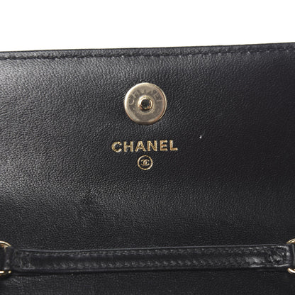 Chanel Lambskin Quilted Pearl Clutch With Chain Black 7 of 13