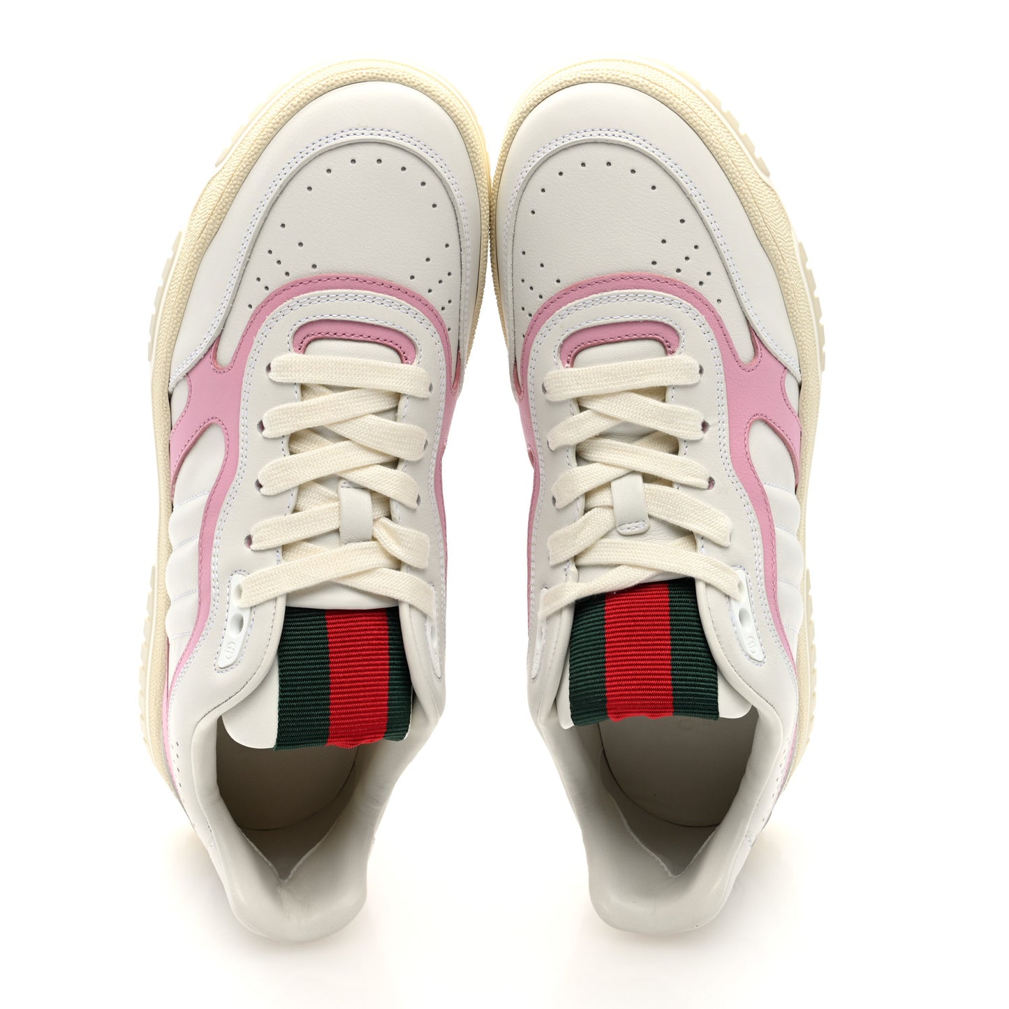Calfskin Womens Re-Web Sneakers 39.5 White Pink