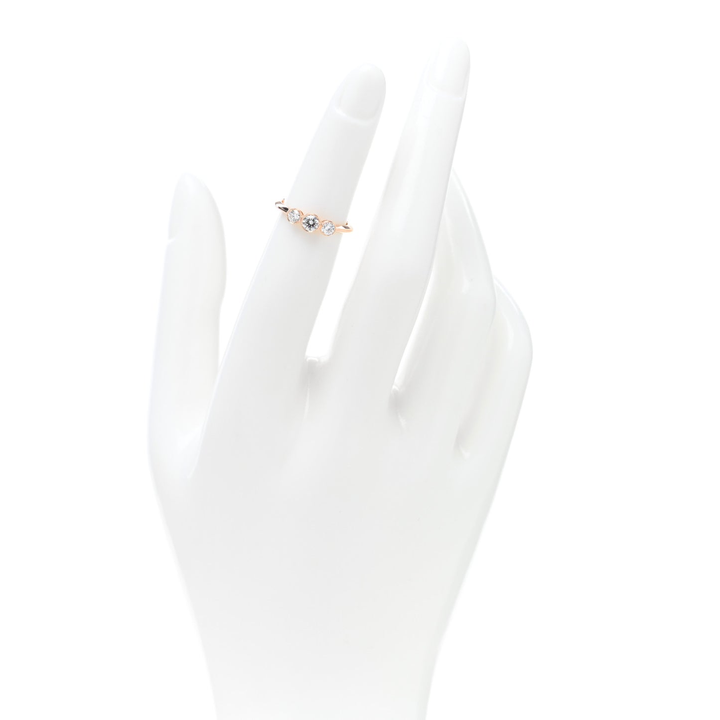 18K Rose Gold Diamond Three Stone Milgrain Ring 46 3.75