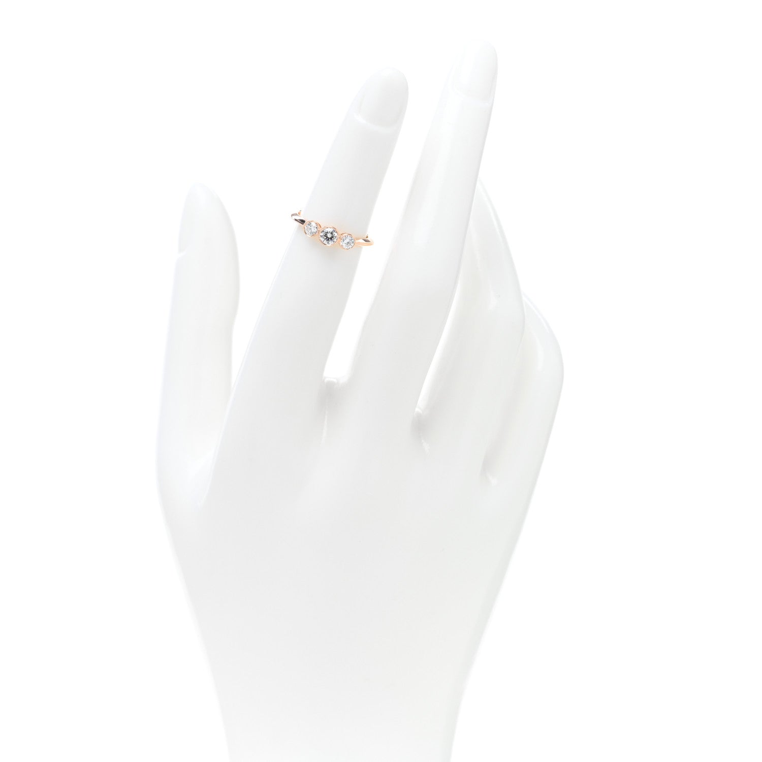 Tiffany 18K Rose Gold Diamond Three Stone Milgrain Ring 46 3.75 2 of 5
