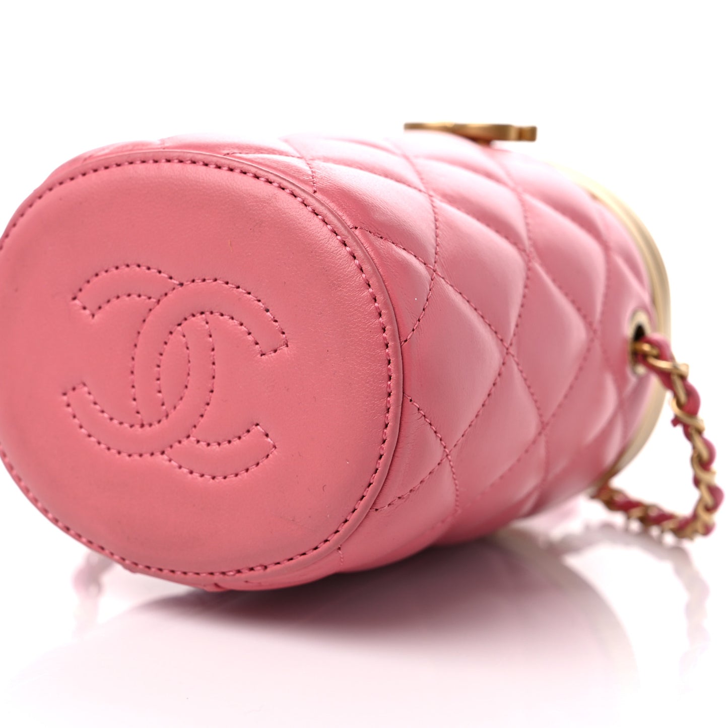 Lambskin Quilted Mini Crown Box Bag Pink