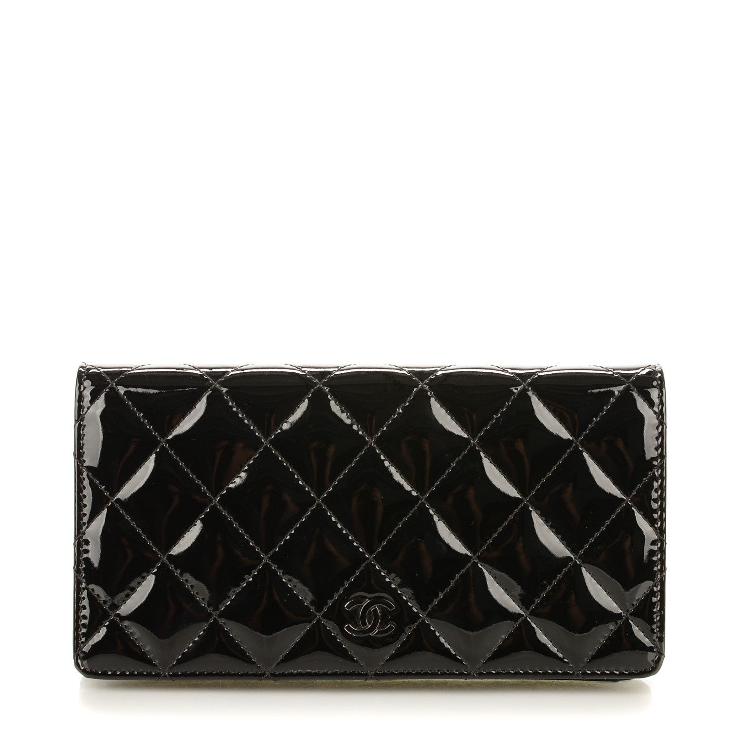 Chanel Patent Calfskin Quilted Yen Wallet Black 1 of 9