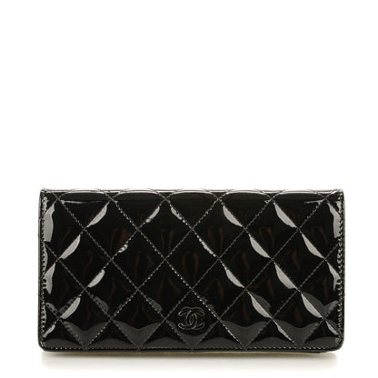 Chanel Patent Calfskin Quilted Yen Wallet Black 1 of 9