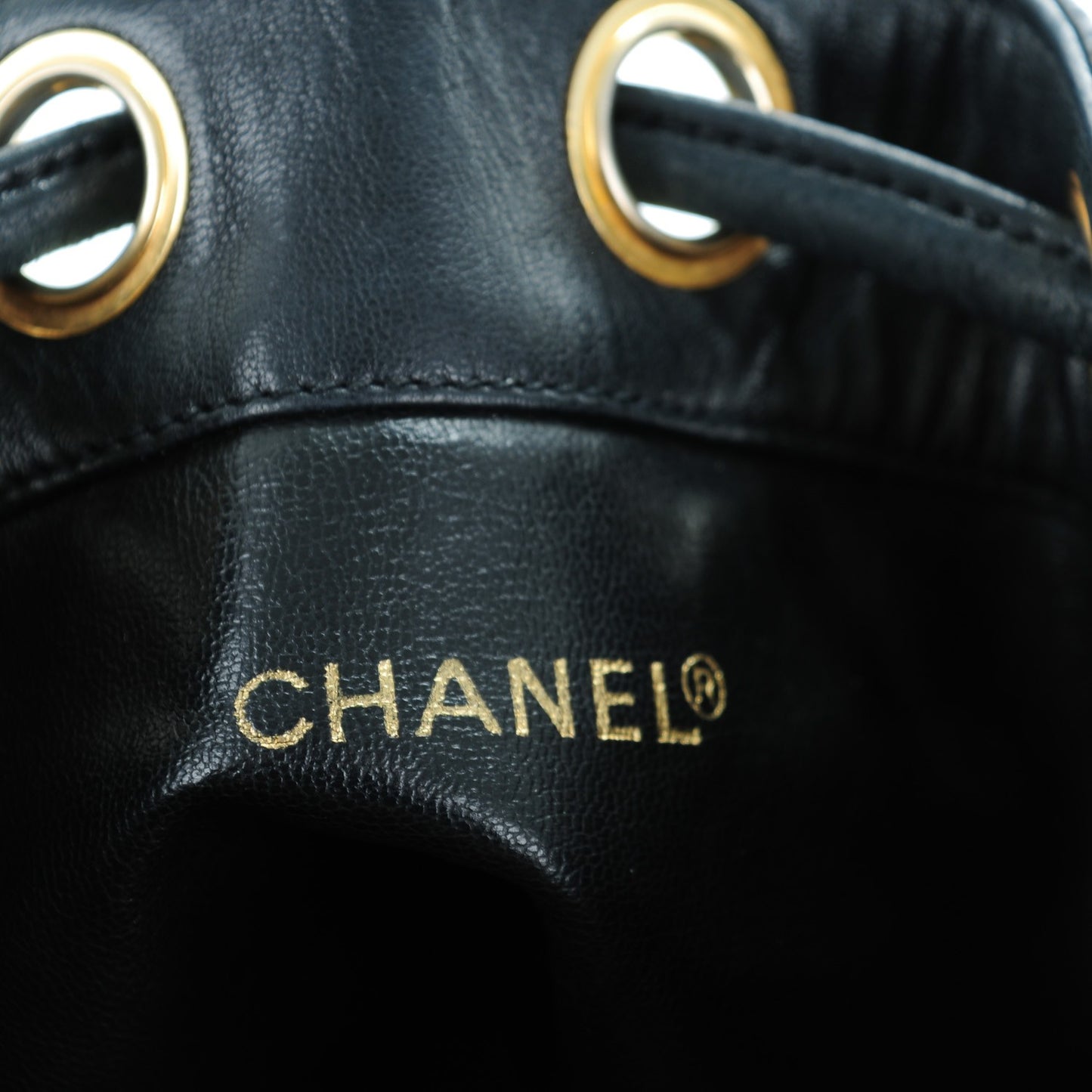 Lambskin CC Drawstring Bag Black