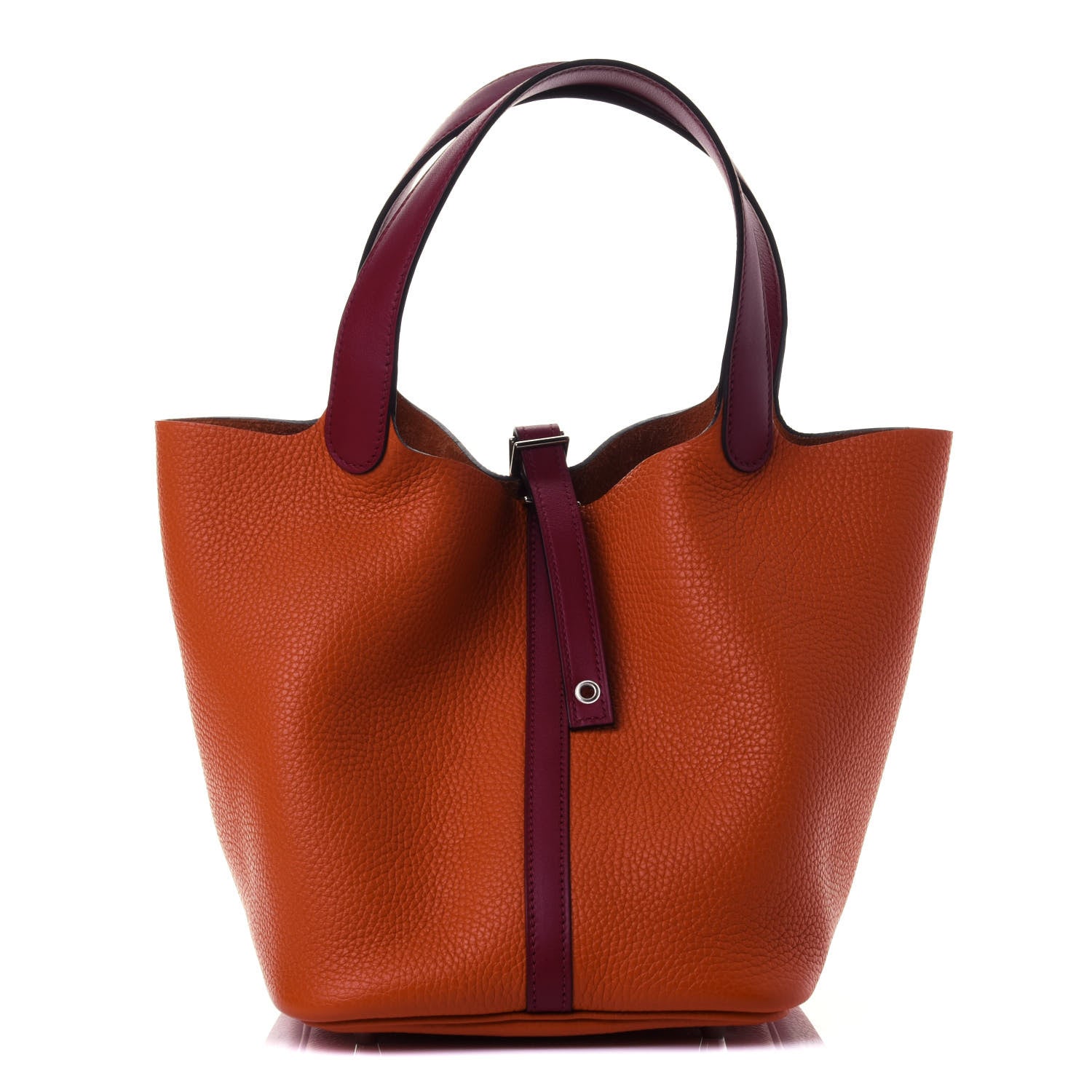 Hermes Taurillon Clemence Swift Eclat Picotin Lock 22 MM Orange Rouge Grenat 1 of 4