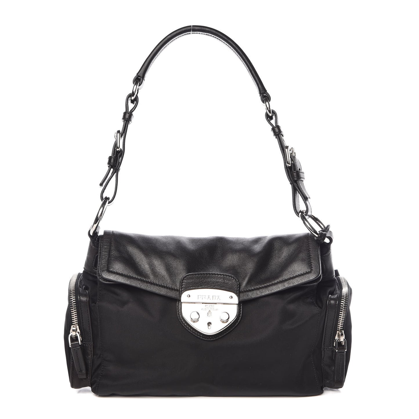 Tessuto Nylon Vitello Shoulder Bag Black
