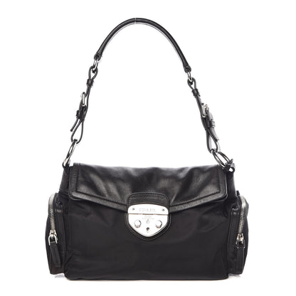 Prada Tessuto Nylon Vitello Shoulder Bag Black 1 of 9