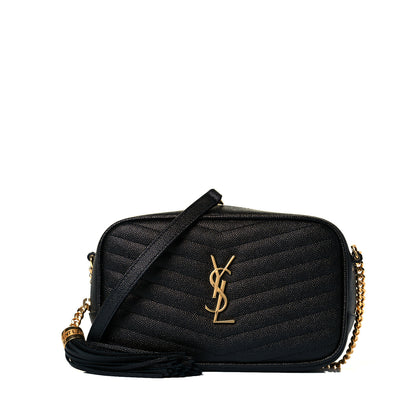 Saint Laurent Grain De Poudre Matelasse Monogram Mini Lou Camera Bag Black 1 of 7