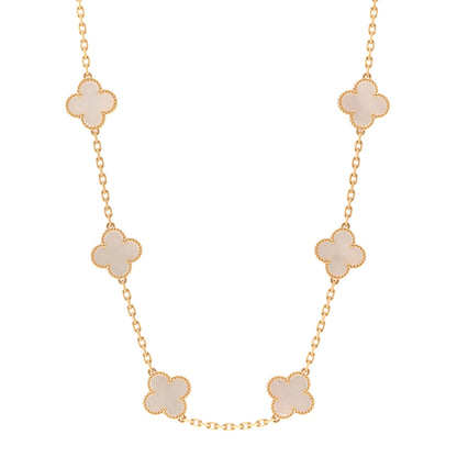Van Cleef & Arpels 18K Yellow Gold Mother of Pearl 10 Motifs Vintage Alhambra Necklace 1 of 5