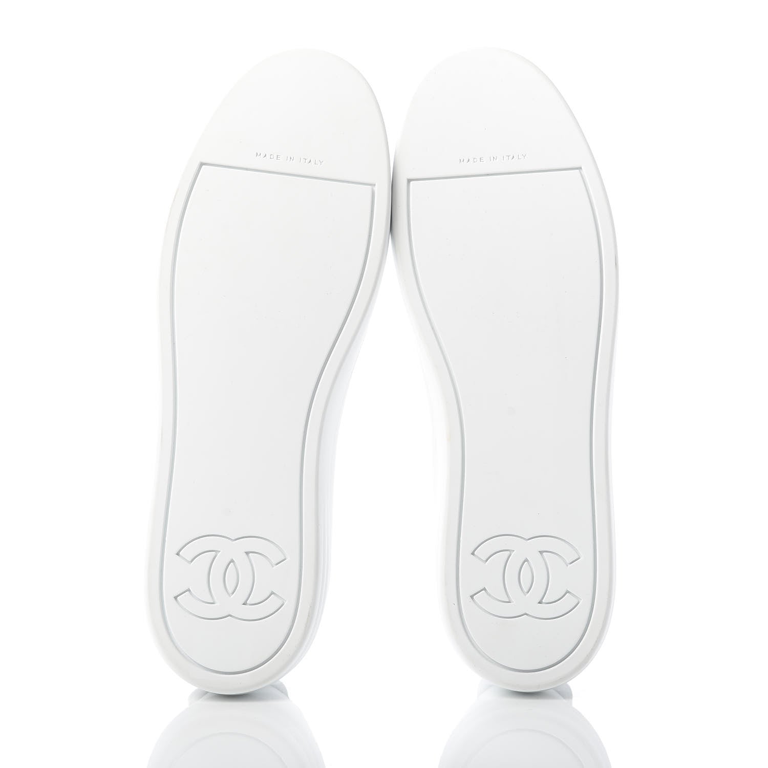 Chanel Calfskin Gum Womens CC Sneakers 40 White 5 of 9