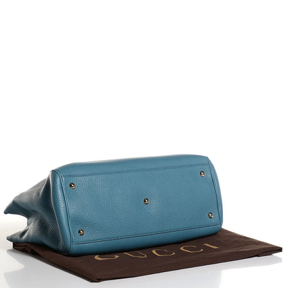 Gucci Pebbled Calfskin Medium Bamboo Shopper Tote Light Blue 4 of 9