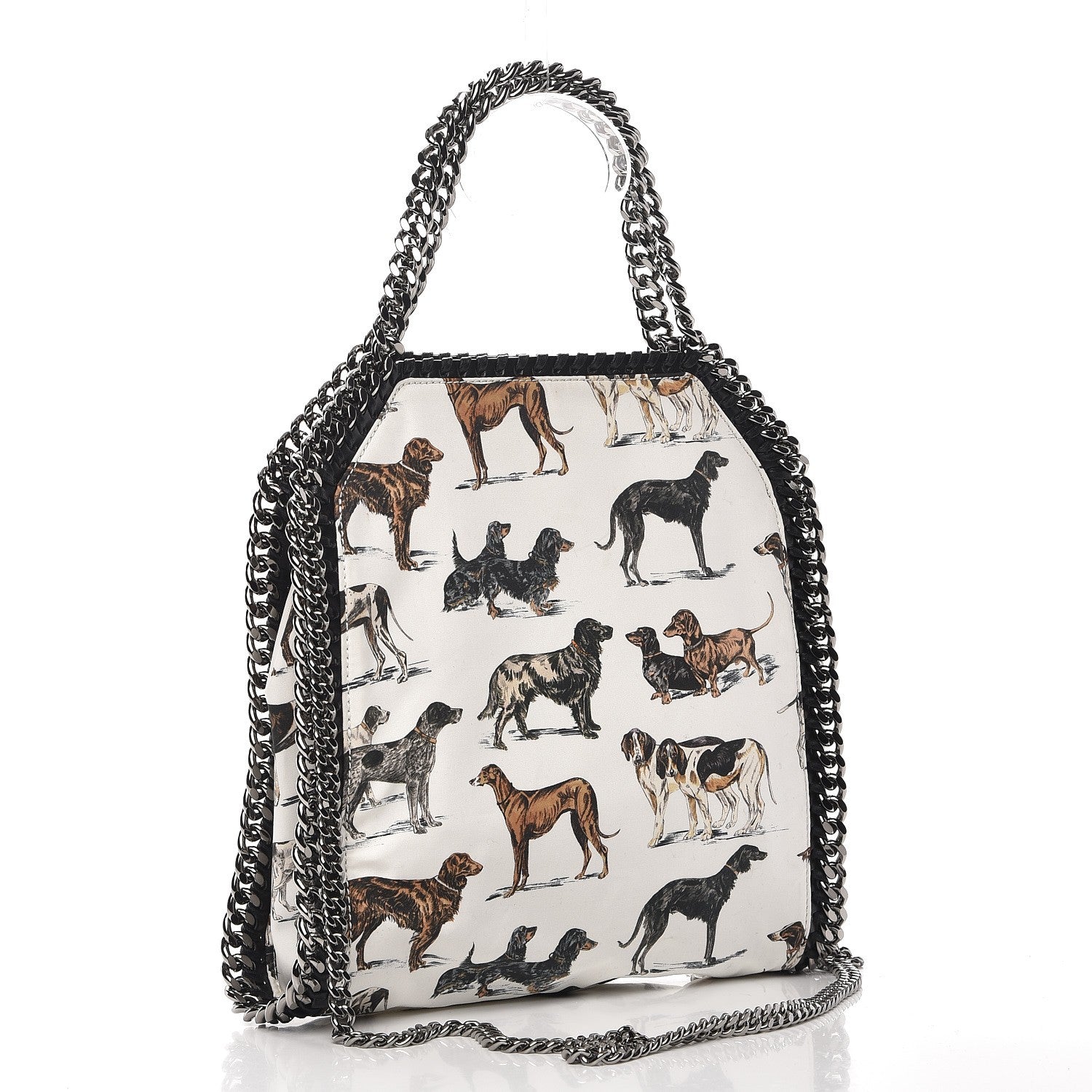 Stella McCartney Cotton Canvas Dog Print Mini Falabella Tote White 3 of 7