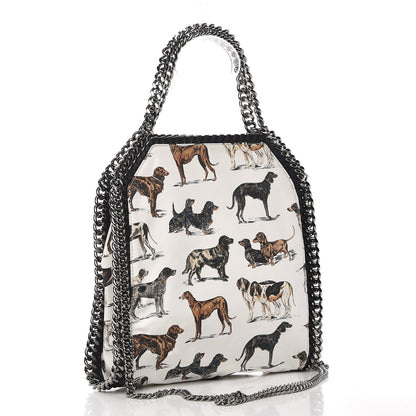 Stella McCartney Cotton Canvas Dog Print Mini Falabella Tote White 3 of 7