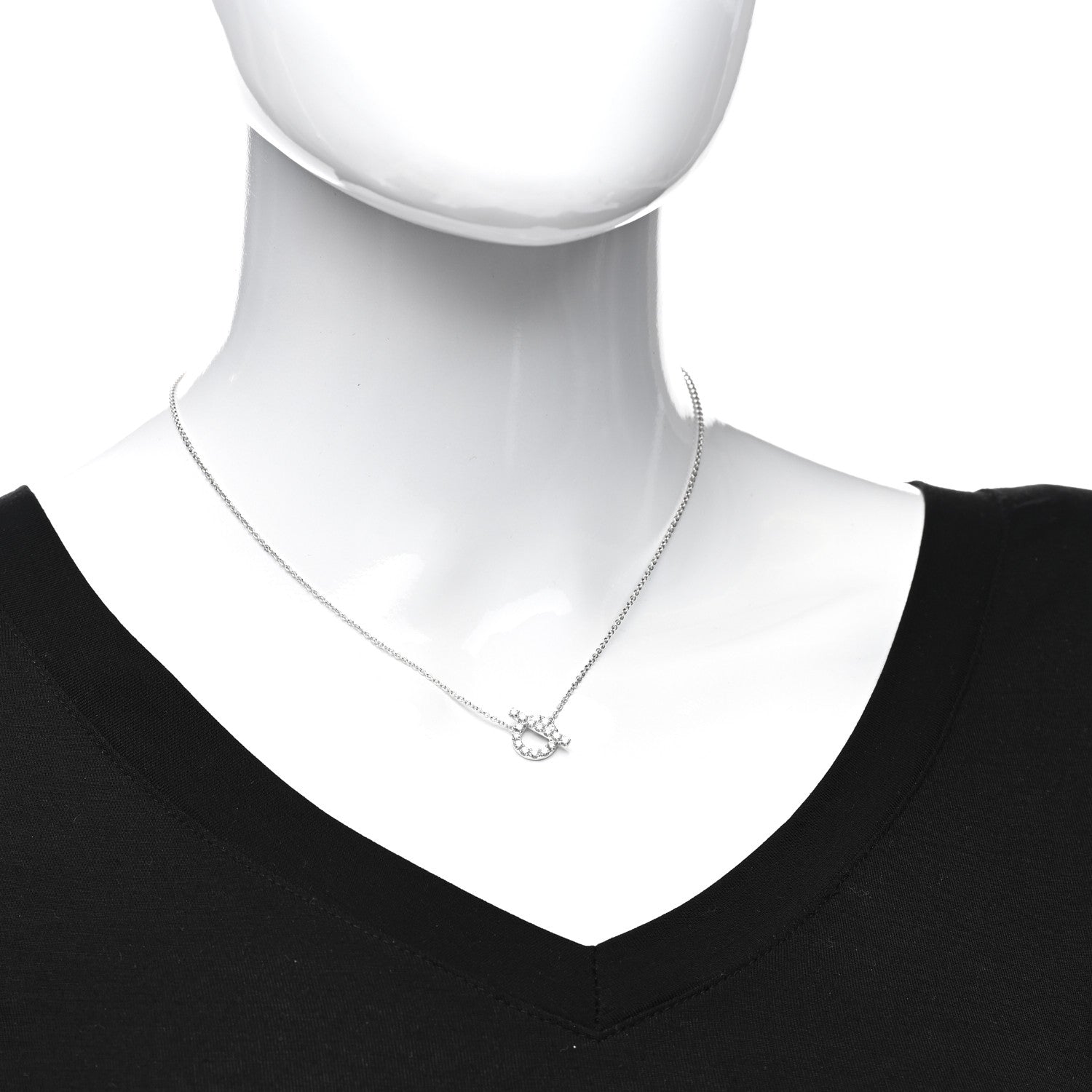 Hermes 18K White Gold Diamond Finesse Pendant Necklace 2 of 5