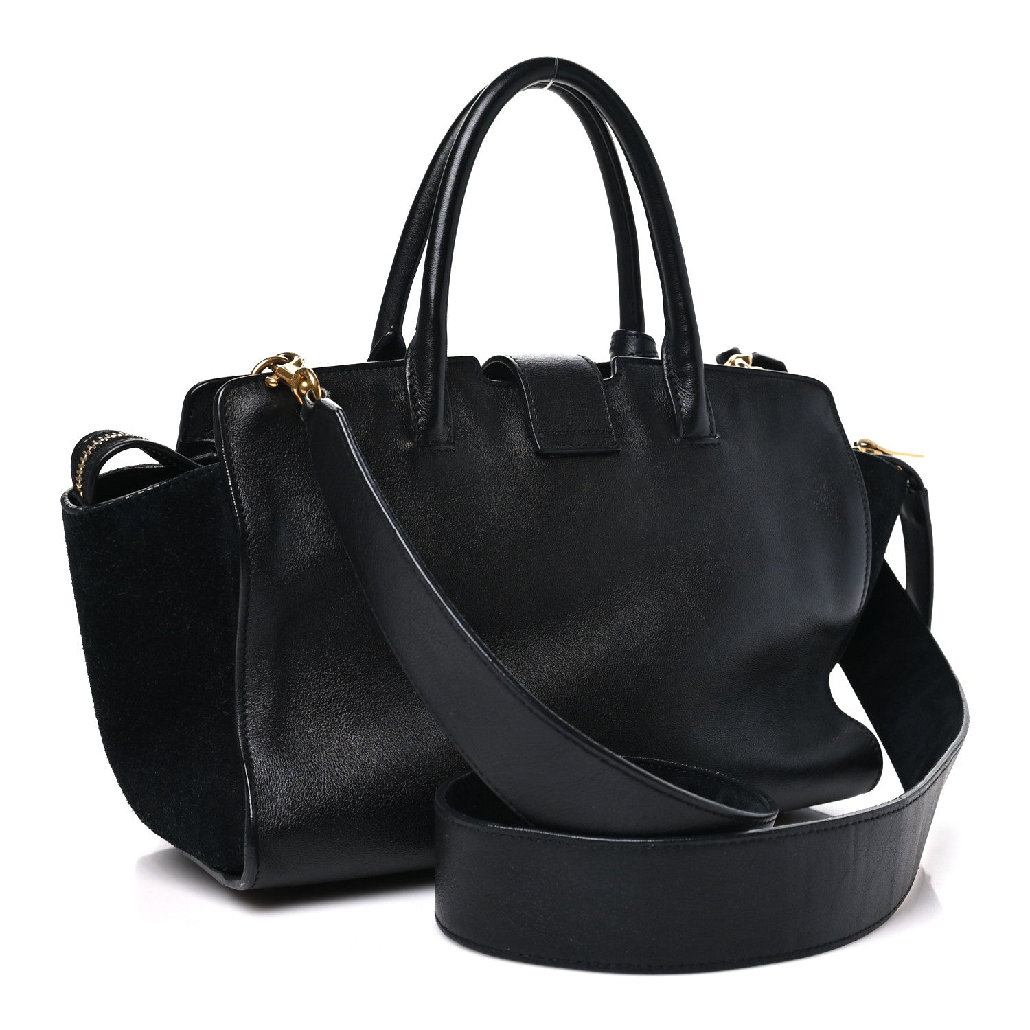 Saint Laurent Calfskin Suede Small Monogram Downtown Cabas Black 3 of 10