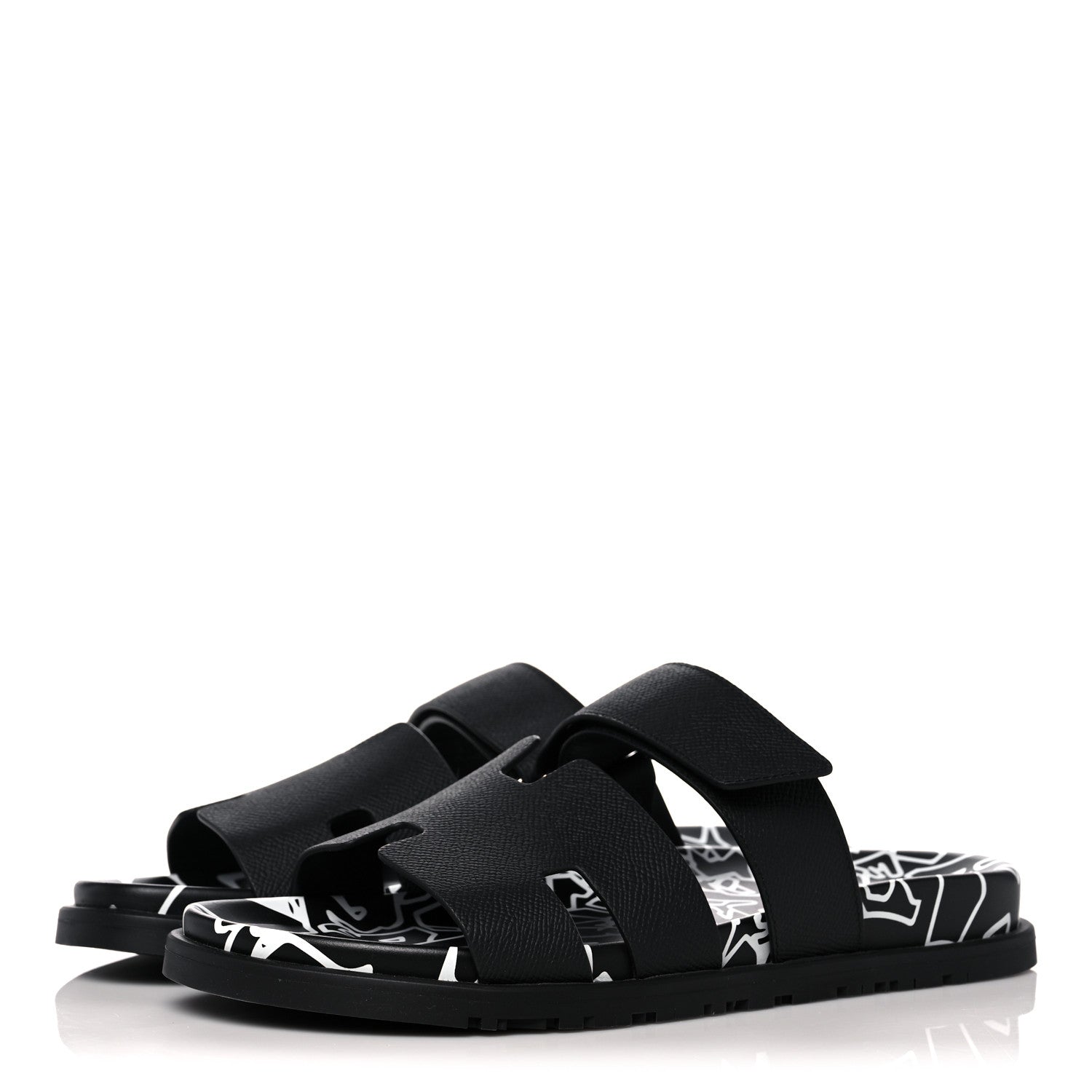 Hermes Epsom Calfskin Graff Hermes Mens Chypre Sandals 41 Black 3 of 8