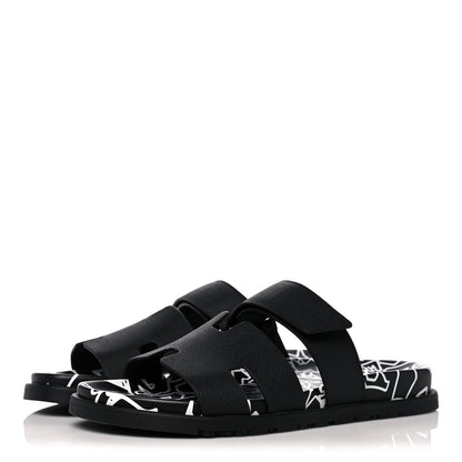 Hermes Epsom Calfskin Graff Hermes Mens Chypre Sandals 41 Black 3 of 8
