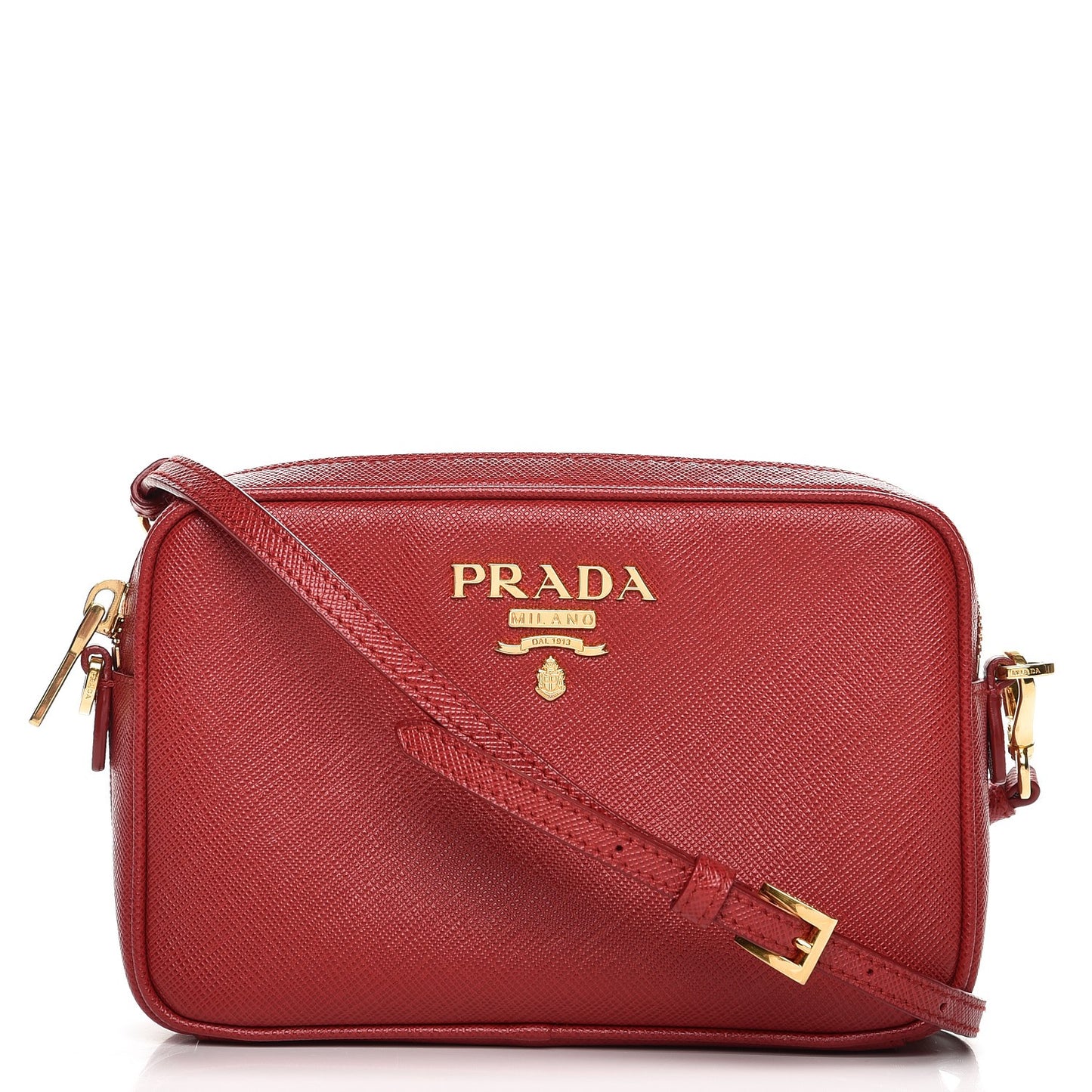 Saffiano Mini Camera Crossbody Bag Rosso