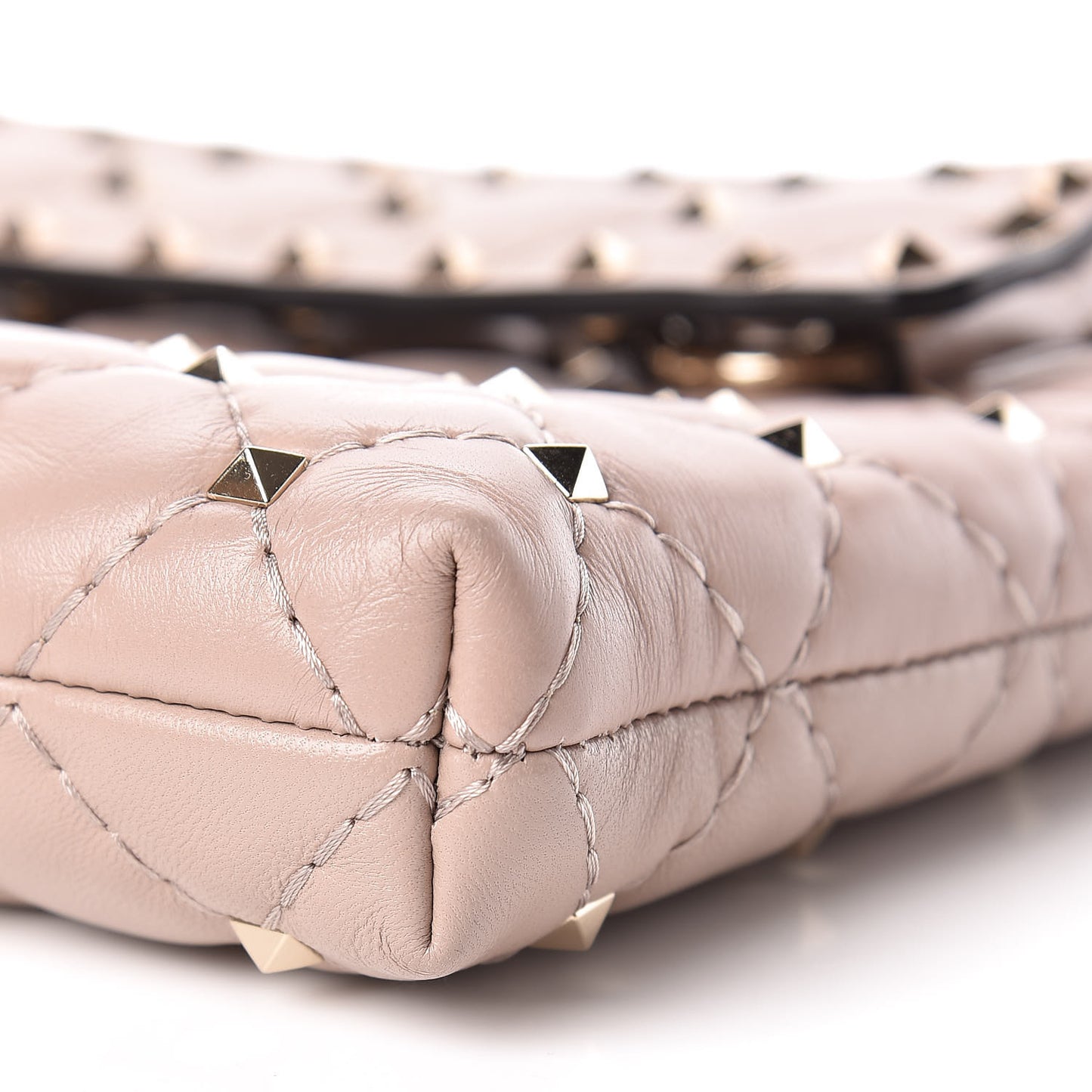 Nappa Rockstud Spike Side Slip Zip Clutch Poudre