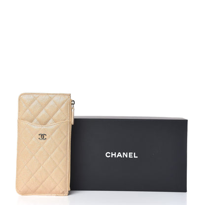 Chanel Iridescent Caviar Quilted Classic iPhone Pouch Beige 8 of 8