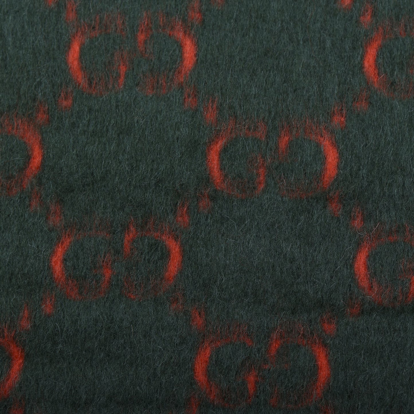 Wool Alpaca GG Monogram Big GG Rock Scarf Green Red