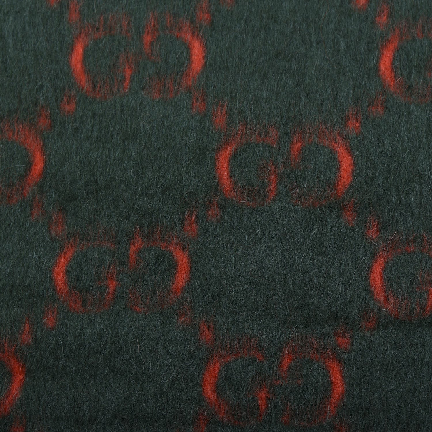 Gucci Wool Alpaca GG Monogram Big GG Rock Scarf Green Red 4 of 4