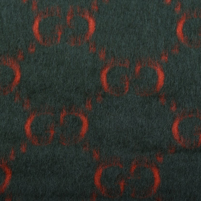 Gucci Wool Alpaca GG Monogram Big GG Rock Scarf Green Red 4 of 4