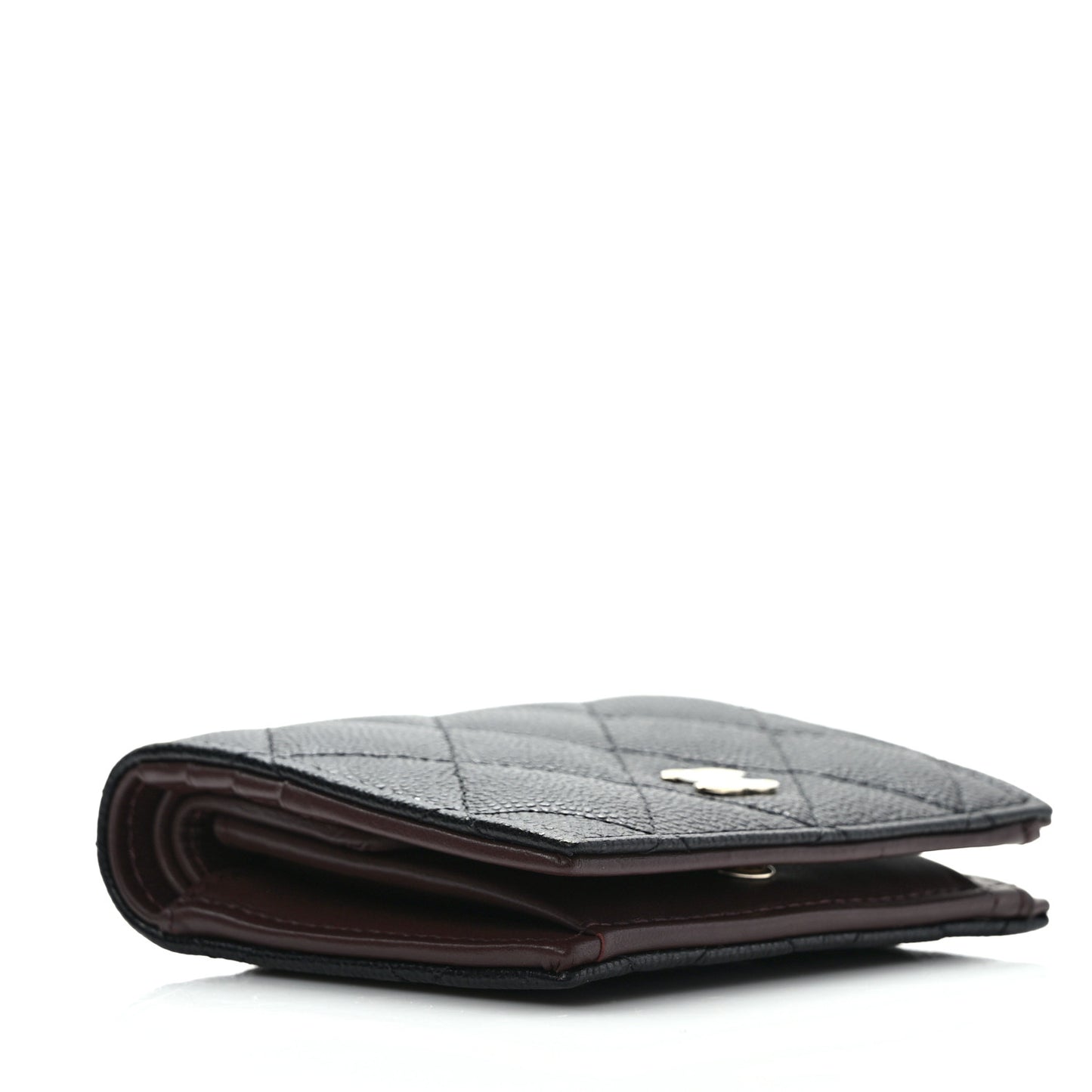 Caviar Quilted Compact Bifold Wallet Black