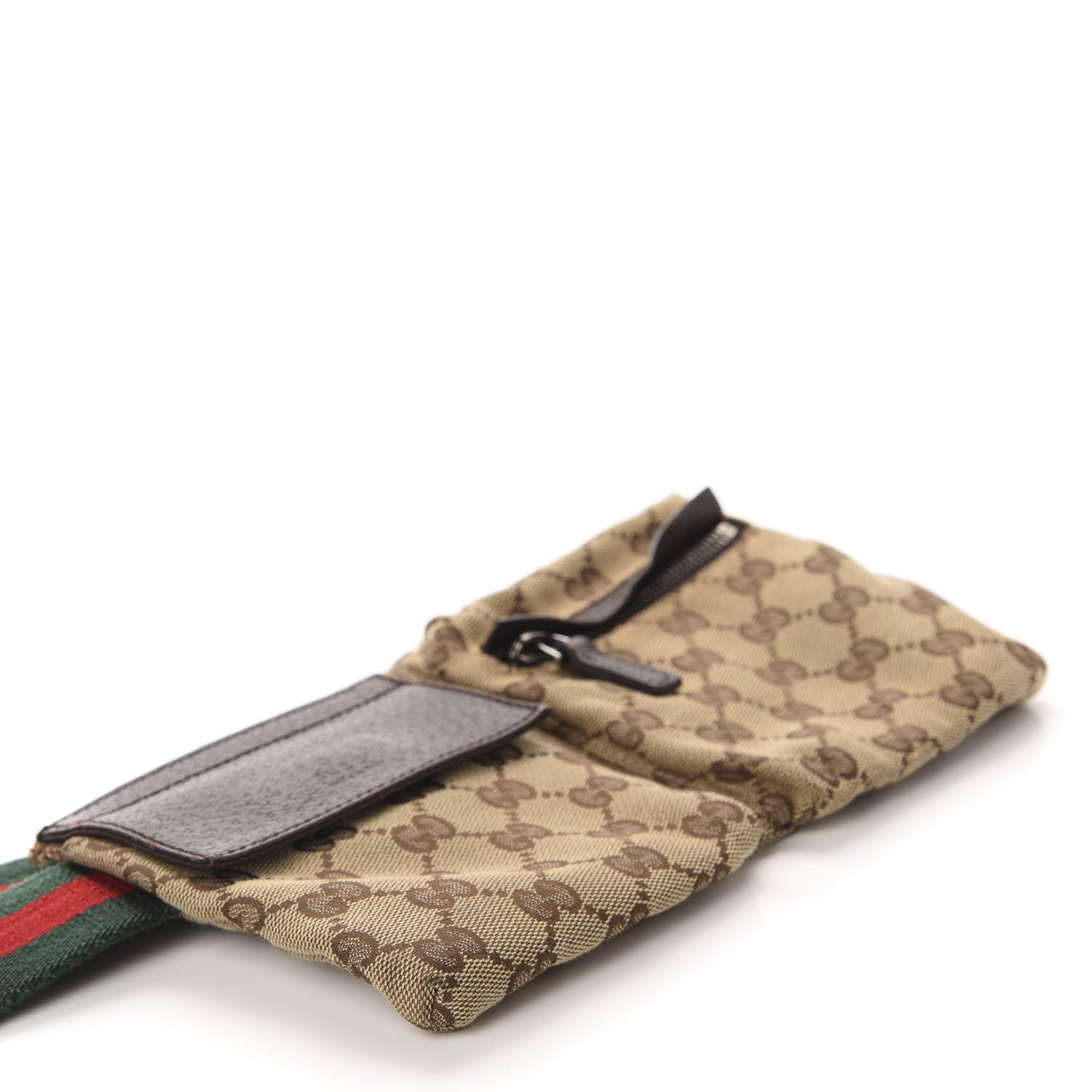 Gucci GG Monogram Web Double Pocket Belt Bag Dark Brown 4 of 13
