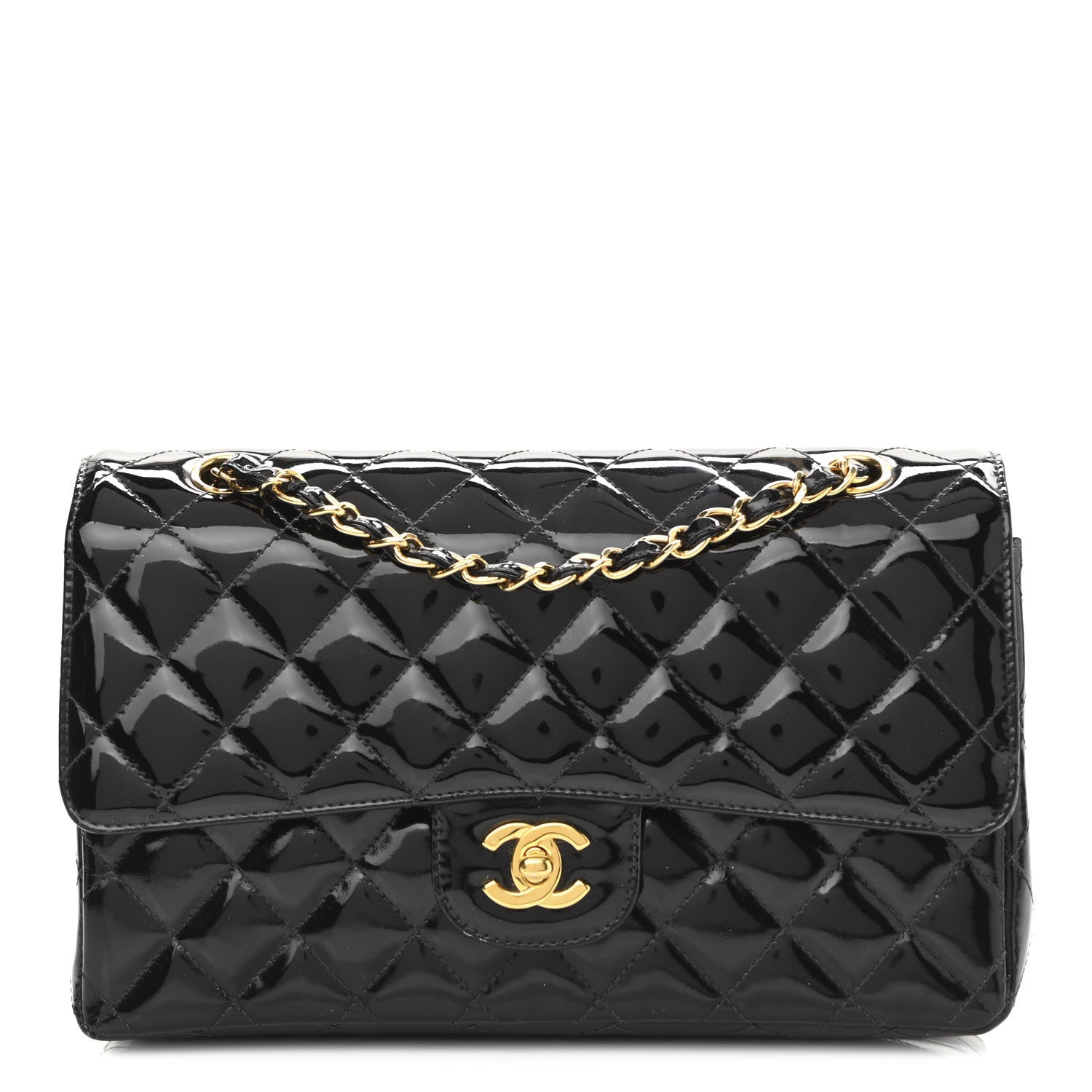 Chanel Patent Quilted Medium Double Flap Black 1 of 12