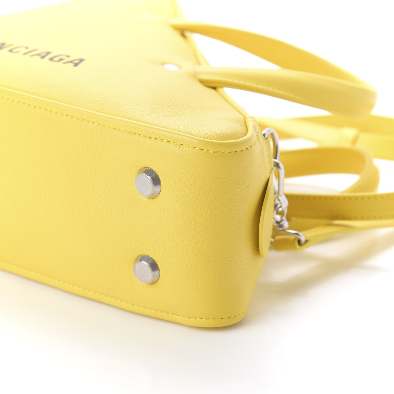 Balenciaga Shiny Day Calfskin Logo S Triangle Duffle Jaune Black 7 of 10