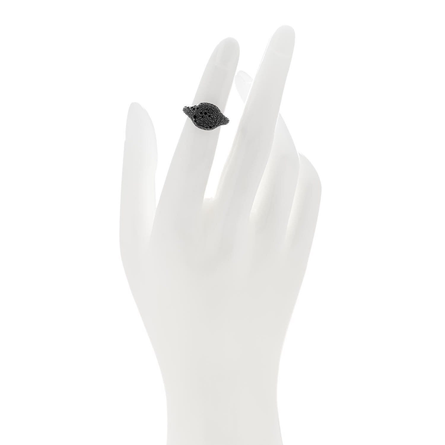David Yurman 18K White Gold Black Diamond Pave Pinky Ring 44 3 2 of 5