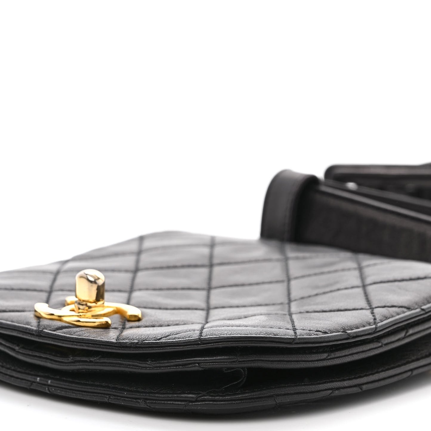 Lambskin Quilted Flap Waist Belt Bag 75 30 Black