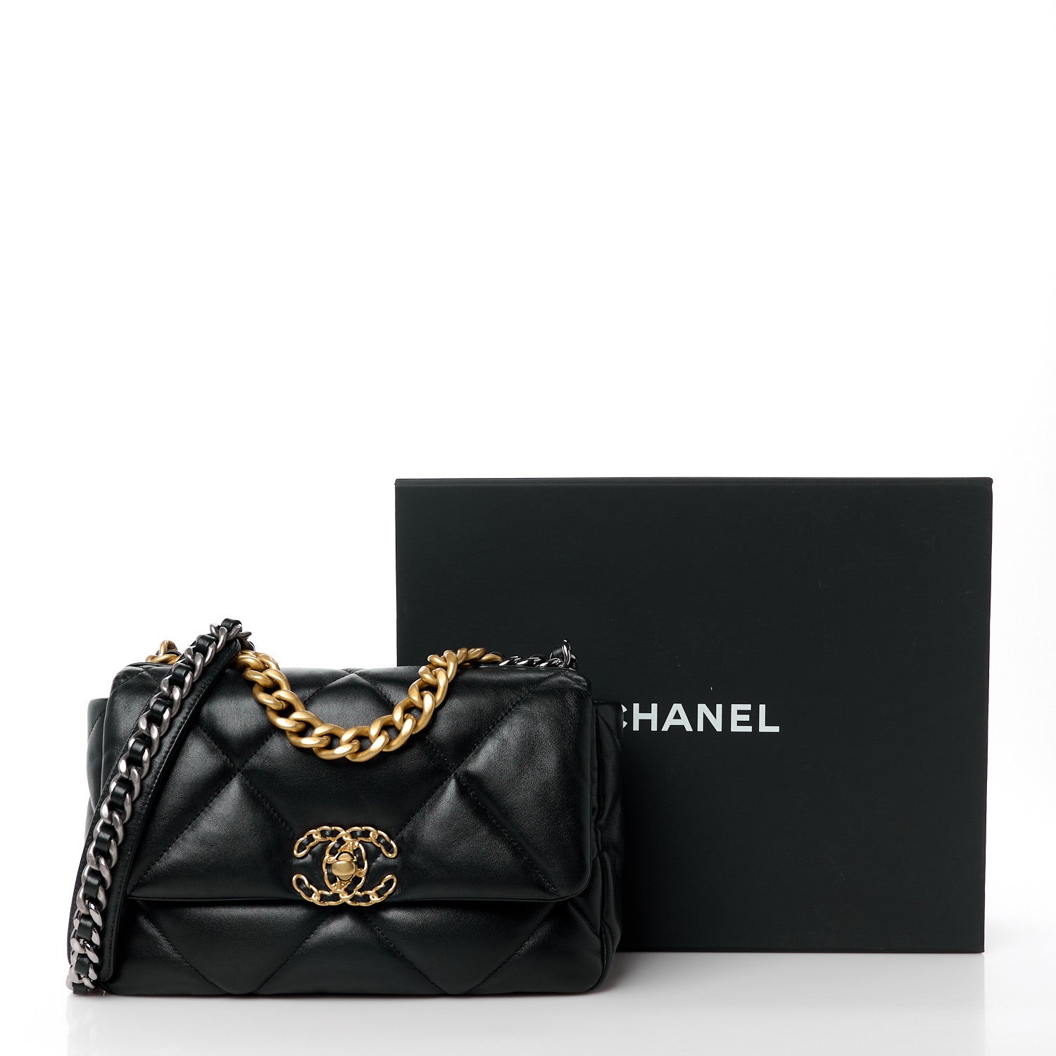 Chanel Lambskin Quilted Medium Chanel 19 Flap Black 12 of 12