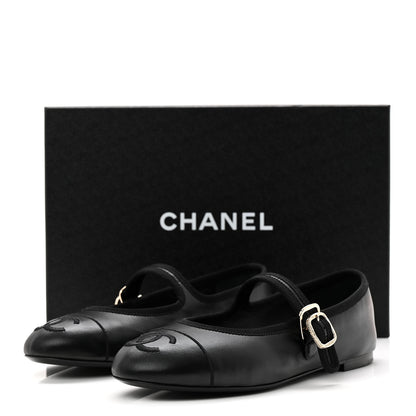 Chanel Lambskin Mary Jane Flats 37.5 Black 10 of 10