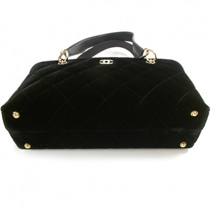 Chanel Velvet Quilted Shoulder Bag Black 4 of 10