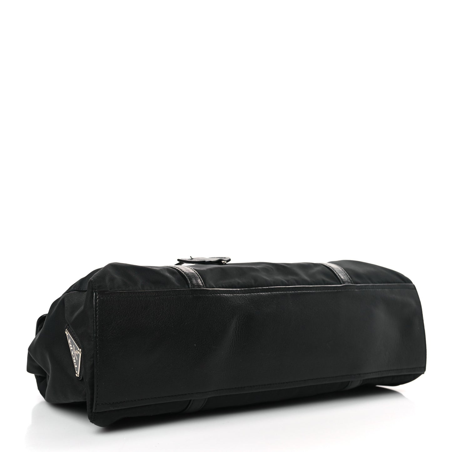 Tessuto Nylon Vitello Foldover Pushlock Satchel Black
