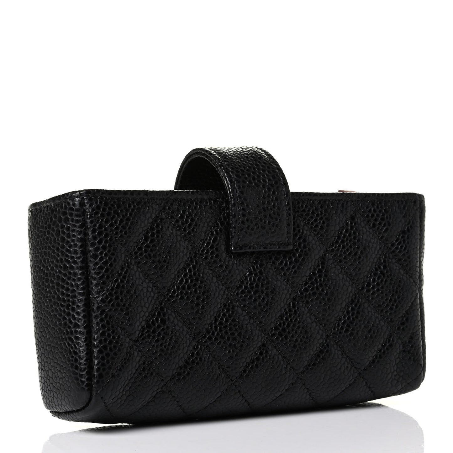 Caviar Quilted Mini Phone Holder Clutch Black