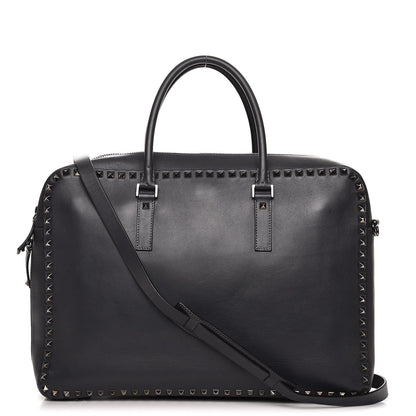 Valentino Garavani Mens Calfskin Rockstud Briefcase Grey 1 of 12