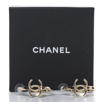 Chanel Metal Textured CC Hoop Earrings Gold 5 of 5