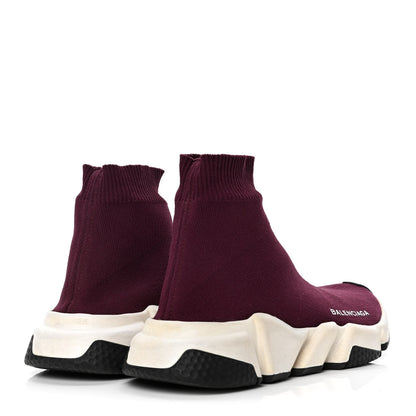Balenciaga Neoprene Knit Womens Speed Sneakers 38 Prune White 3 of 4