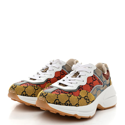Gucci Monogram Multicolor Demetra Womens Rhyton Sneakers 35 Yellow Blue Great White Tabasco 4 of 9