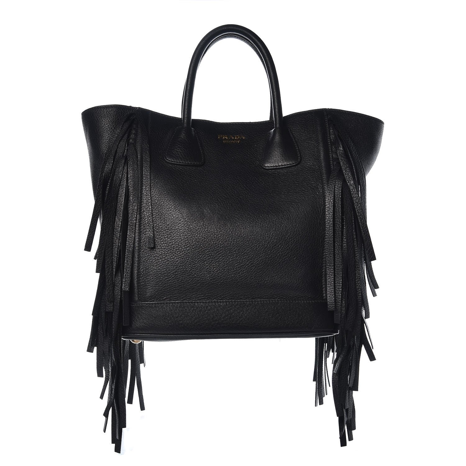 Prada Cervo Deerskin Fringe Tote Black 1 of 7