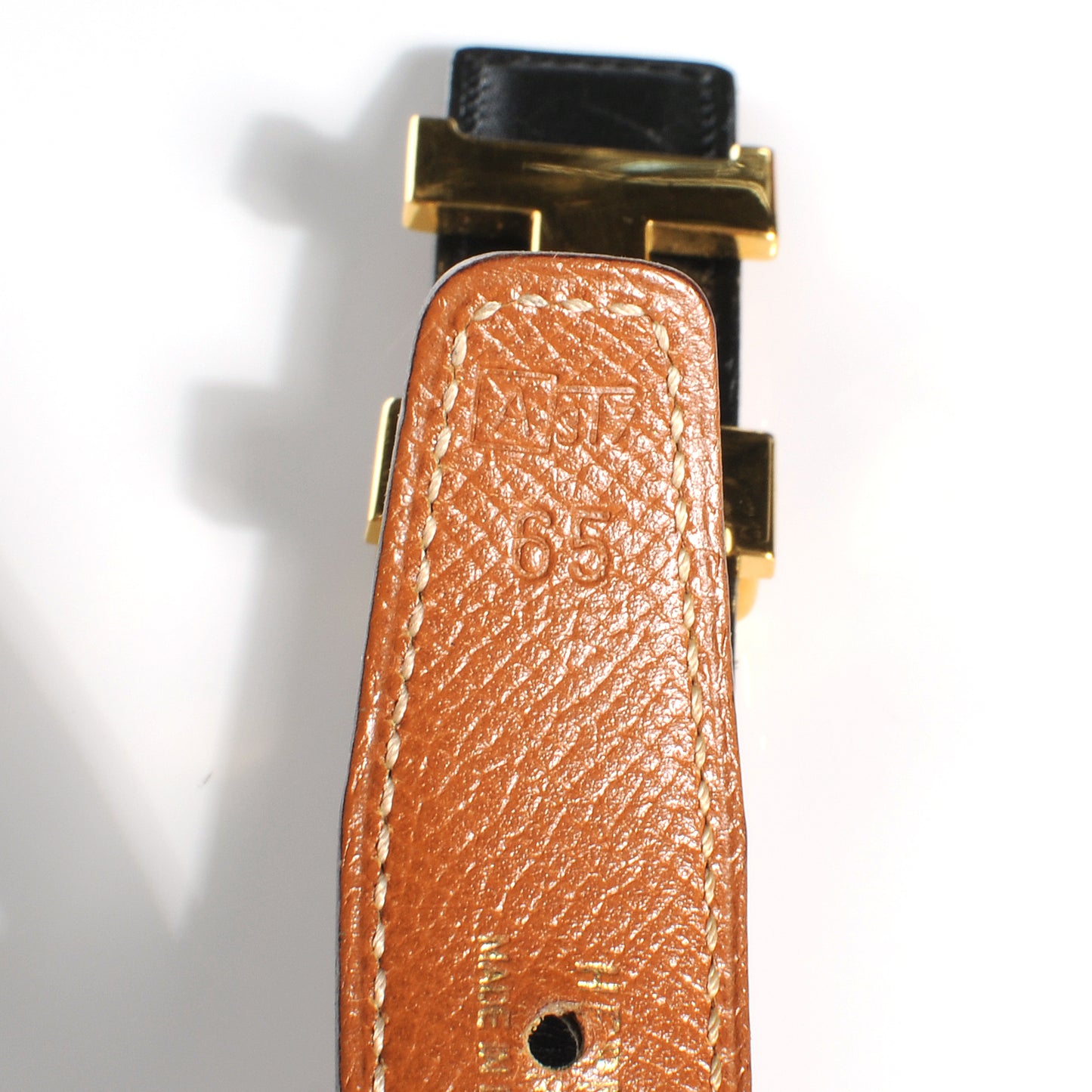 Box Courchevel Reversible Constance 24mm H Belt 65 Noir Gold